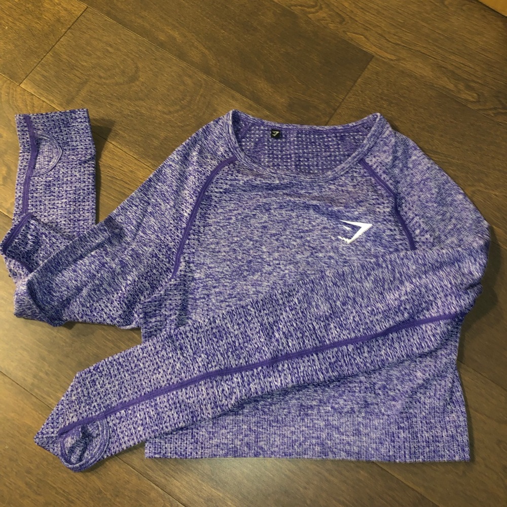 Gymshark Vital Long Sleeve Crop Top - Purple Marl 
S